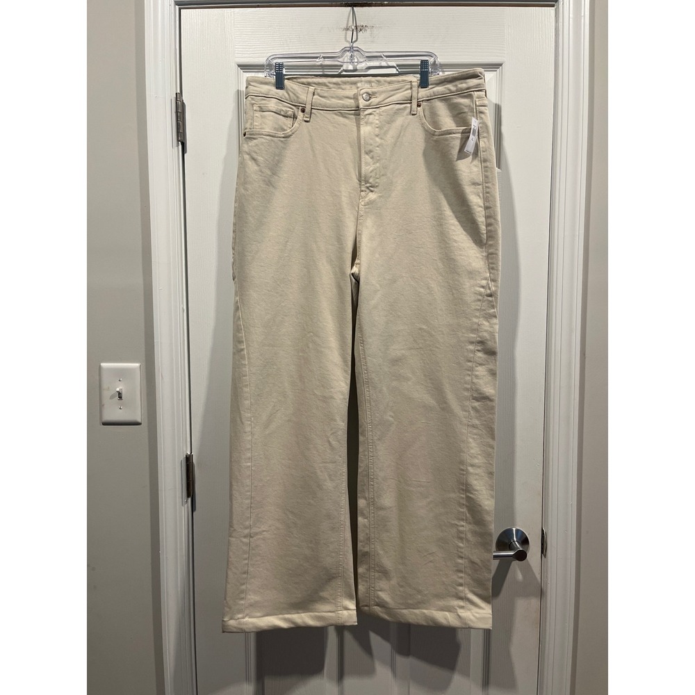 Old Navy Extra High-Waisted Wide-Leg Ecru Jeans Size 16 Tall Off-White Denim